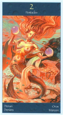 Таро Сирен (Tarot of Mermaids). Галерея, значение карт. Гадание. - Страница 2 TwoOfPentacles